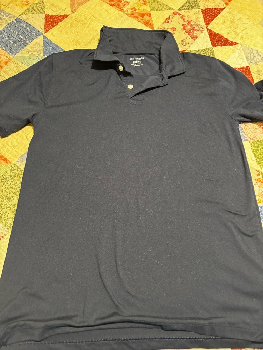 Crewcuts Navy Polo Shirt with Two-Button Placket